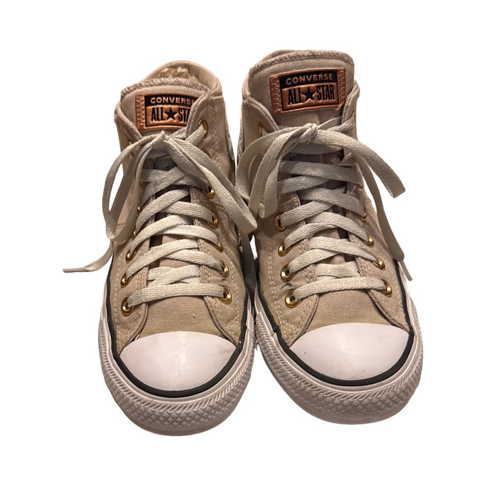 Converse Beige High-Tops with White Details